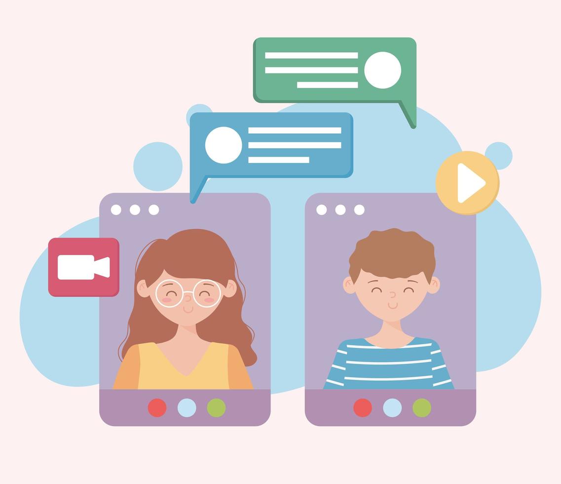 stay at home, people website online conversation video call vector
