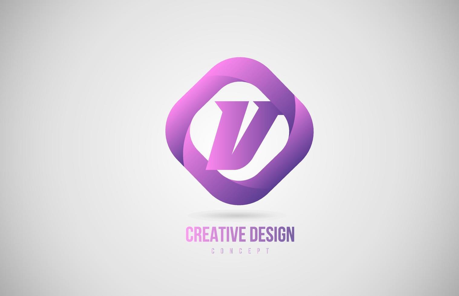 pink V alphabet letter logo. Creative design template for icon vector