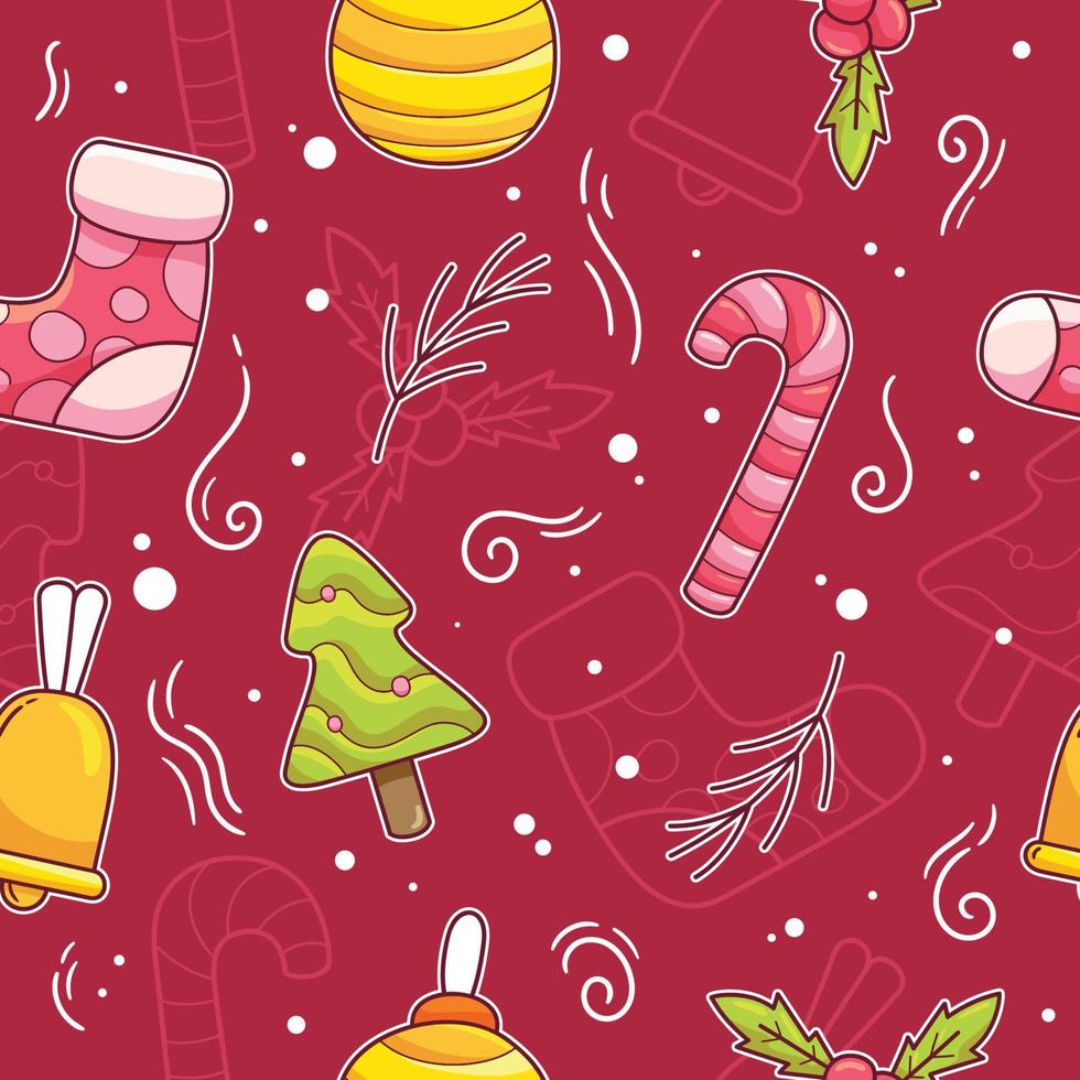 patrón sin costuras con objetos navideños vector