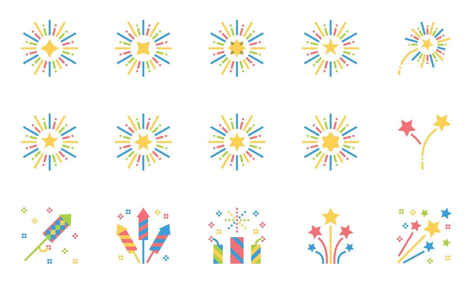 Fireworks  Icons Flat  Vector Illustration , celebration, sparkle, party