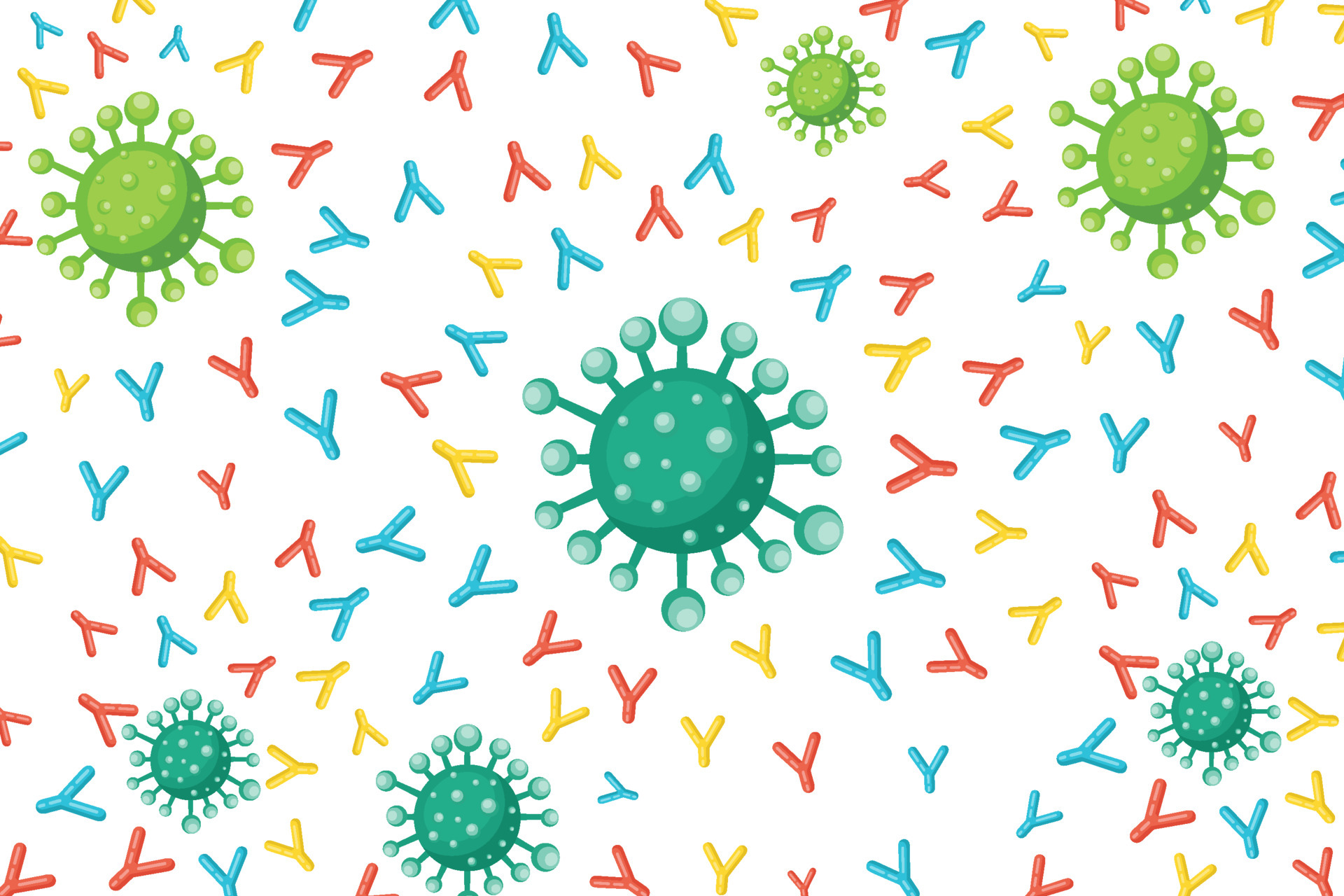 illustration vector antibodies attacking viruses for protect the body