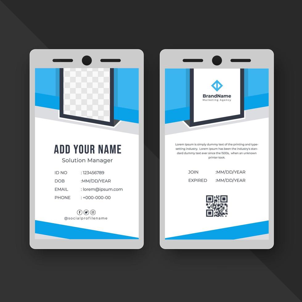 Vertical id card design template vector