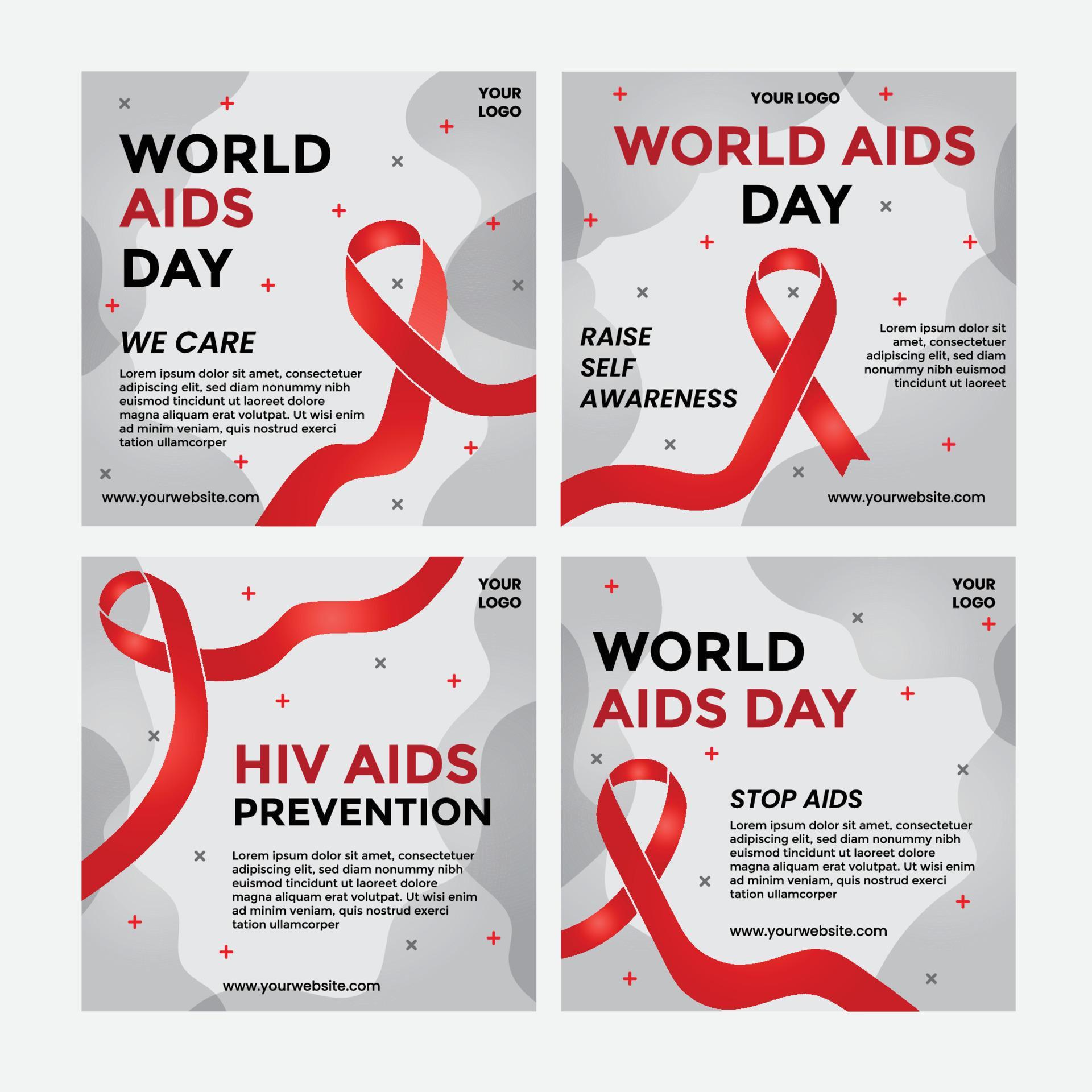 Campaign of World AIDS Day Social Media Posts 4307475 Vector Art at
