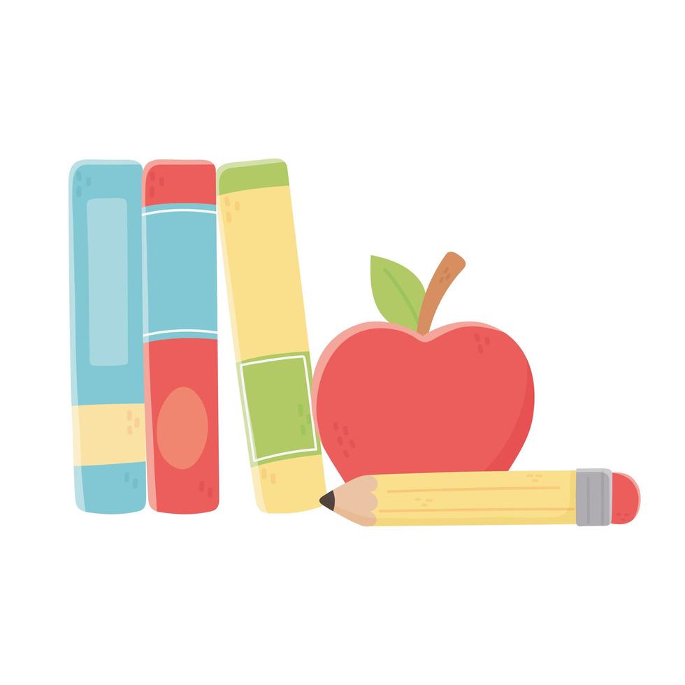 Isolated school books pencil and apple vector design