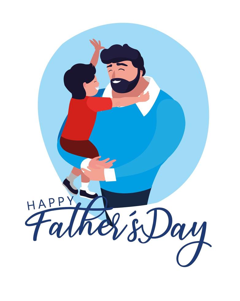 happy father day card with dad and son vector