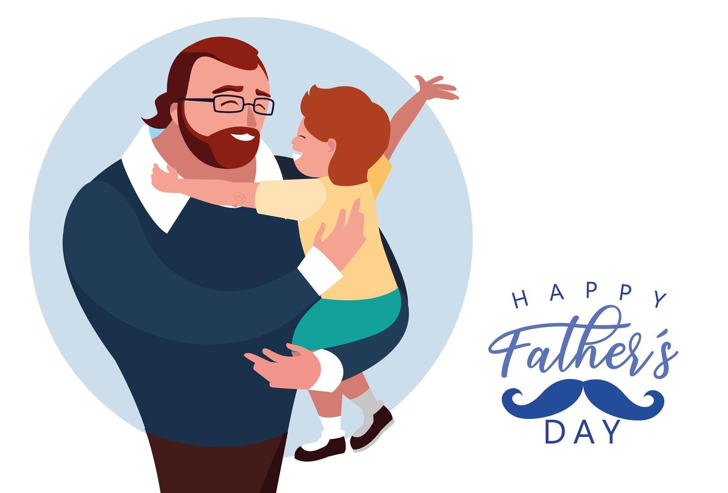 happy father day card with dad and son vector