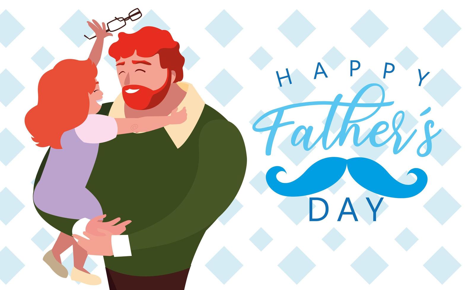 happy father day card with dad and daughter vector