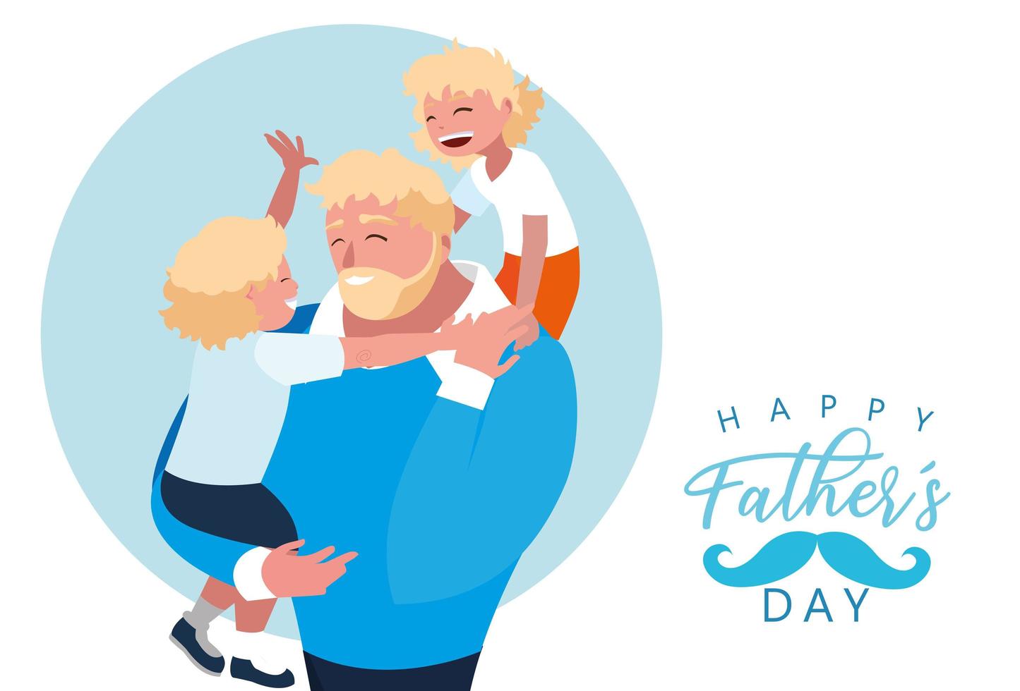 feliz dia del padre con papá e hijos vector