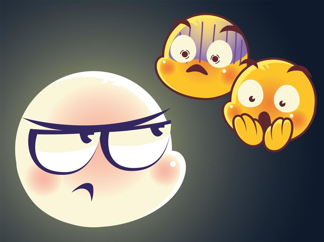 emoji faces expression sad mood surprise scared characters vector