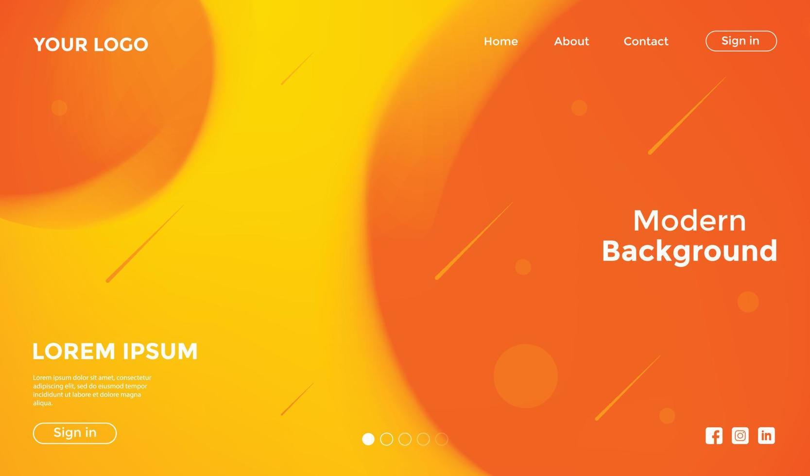 Website Template Yellow with Shape Geometric Background vector