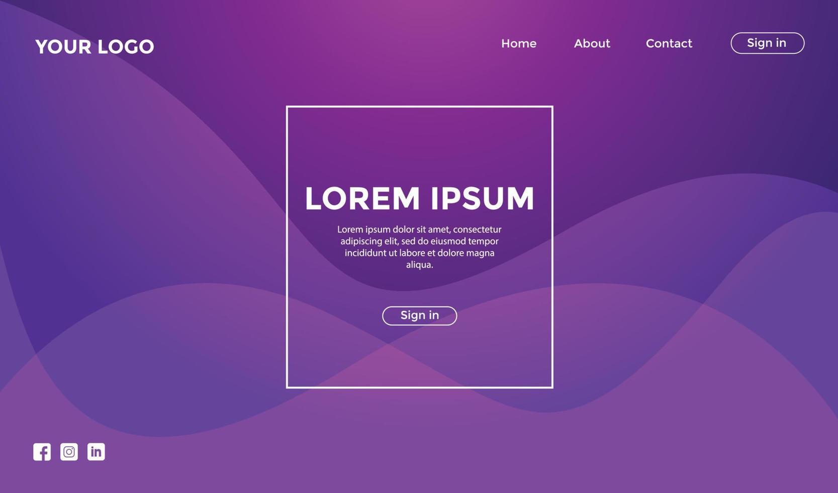 Website Template with Purple Background vector