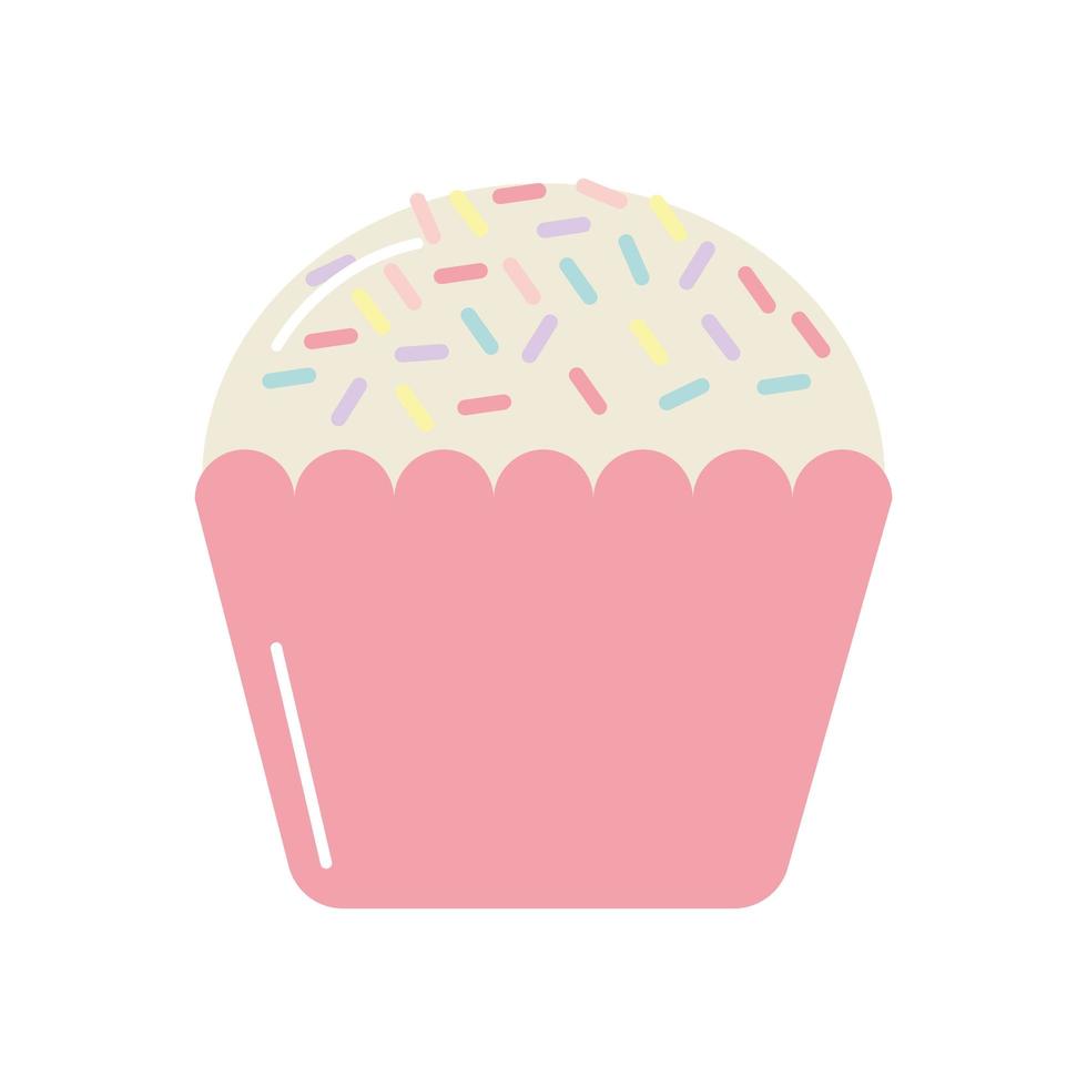 cupcake of a pink color on white background vector