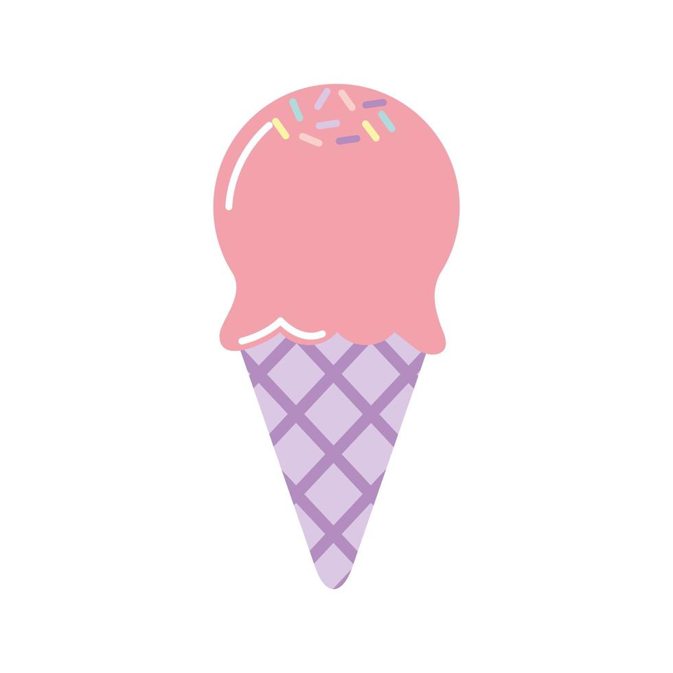 Helado con cono morado sobre fondo blanco. vector