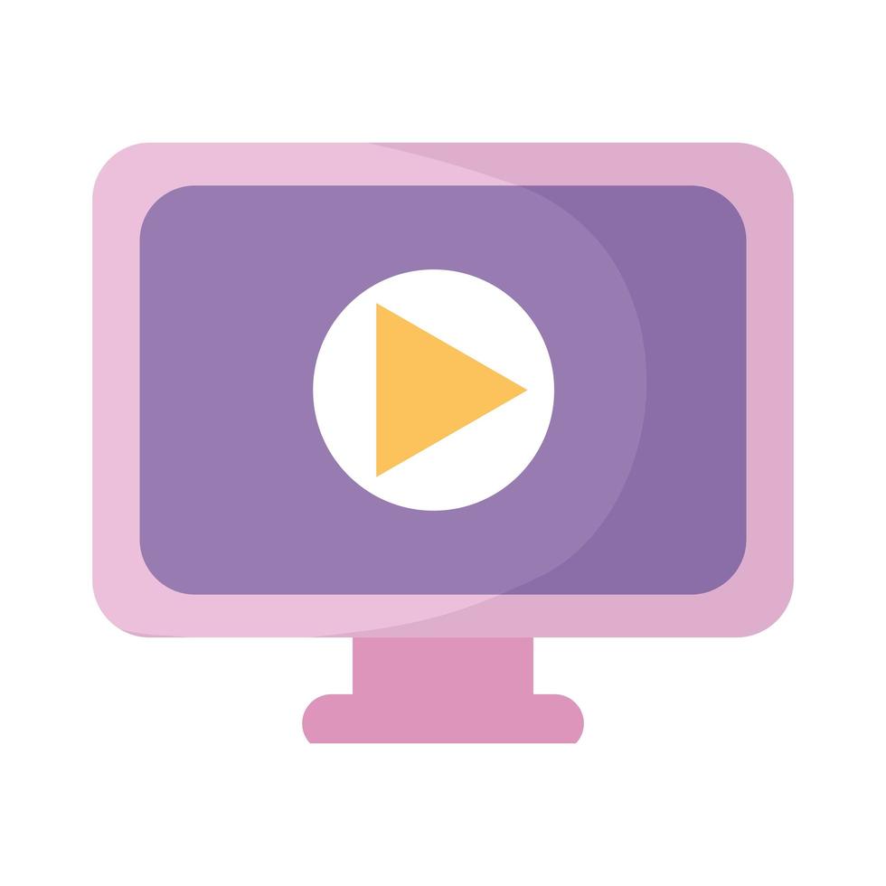 social media icon of a one screen with purple color and one symbol of play in the middle of it vector