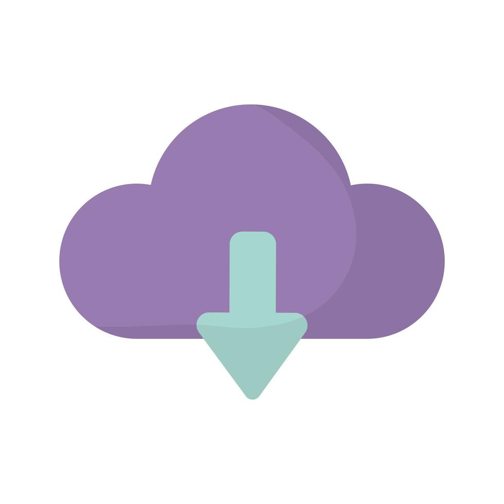 download cloud with a purple color and an arrow vector