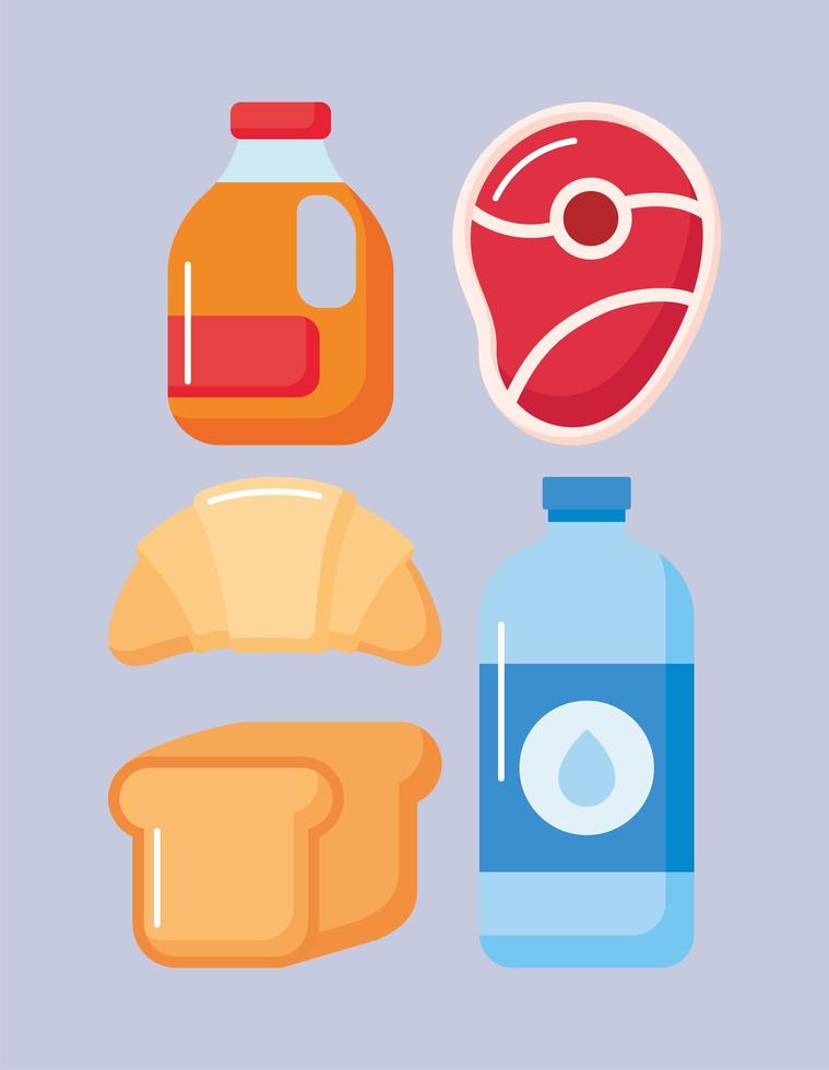five food items vector