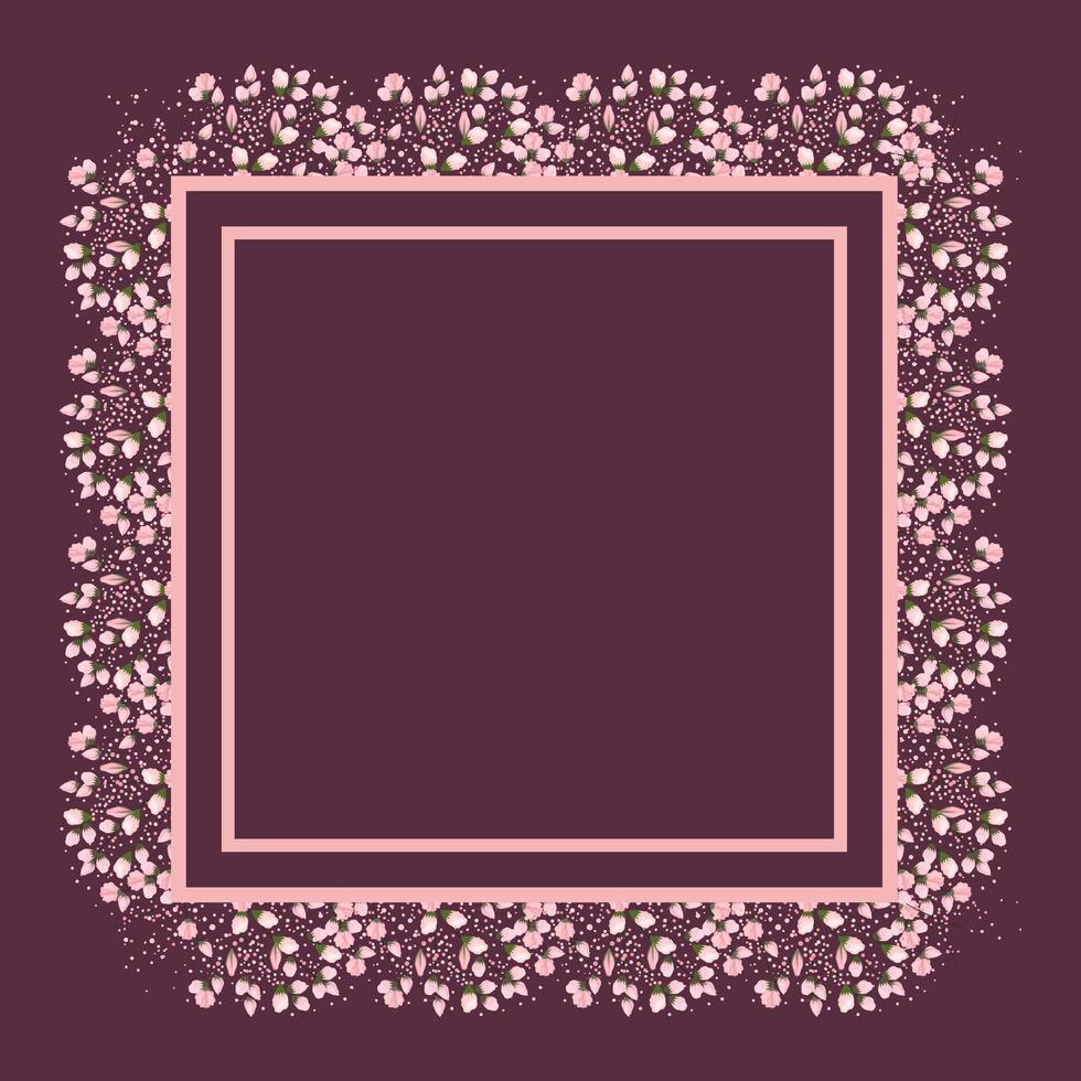 flowers buds painting around frame vector design