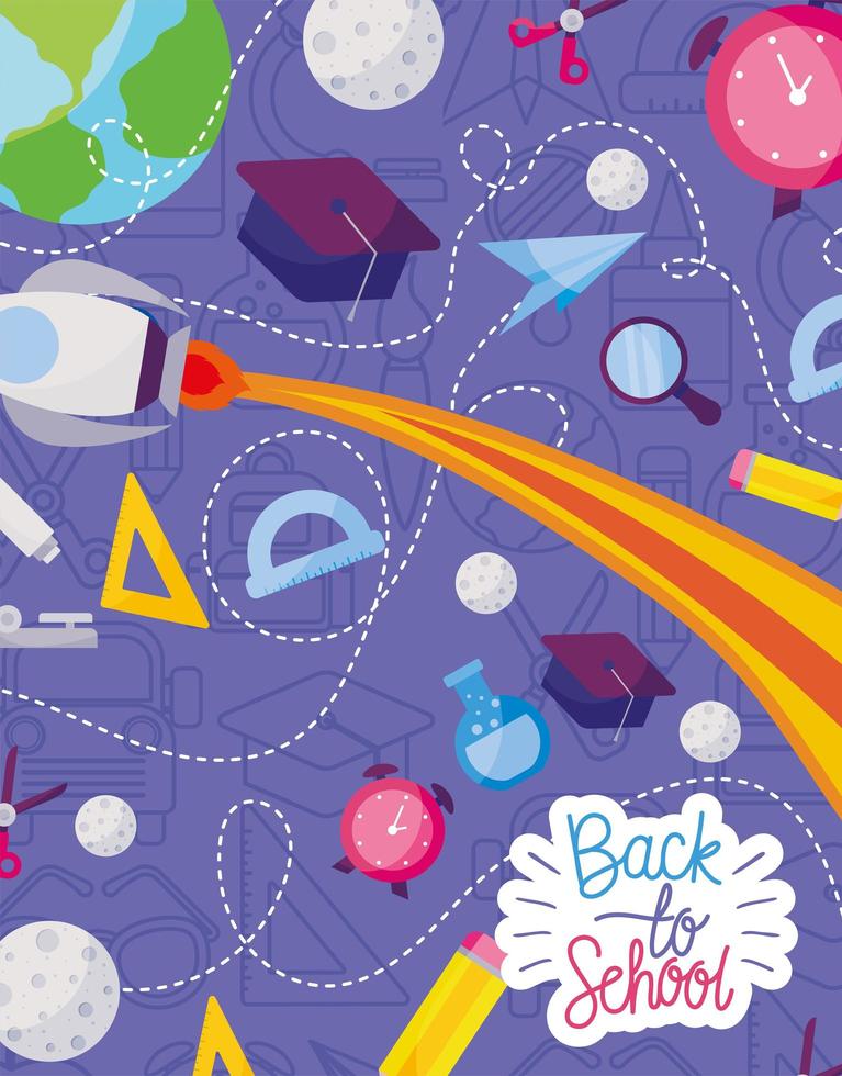 rocket and icon set of back to school vector design