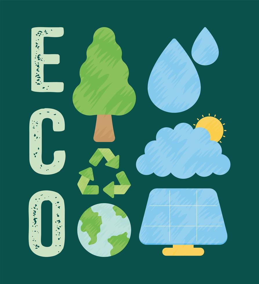 six eco icons vector