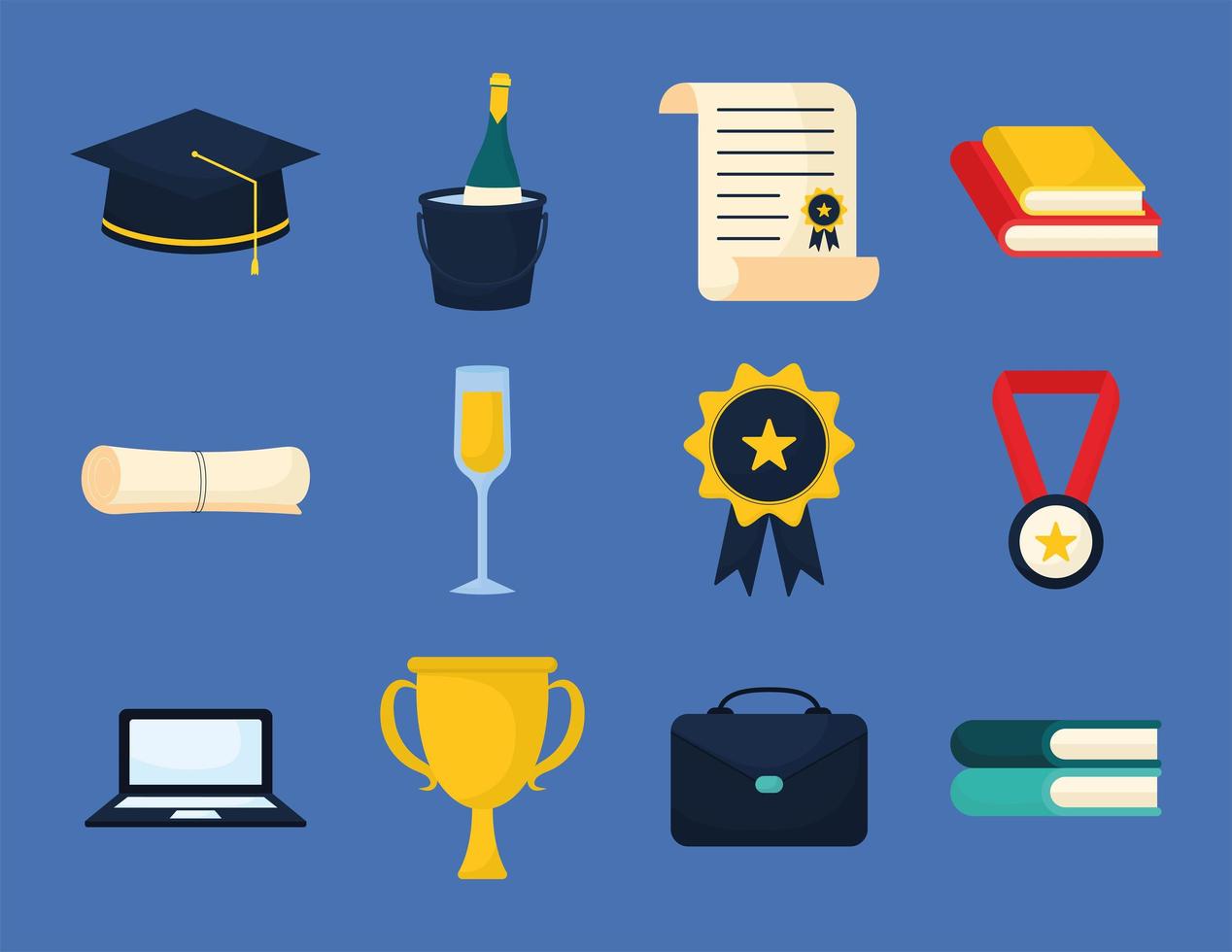 twelve graduation items vector