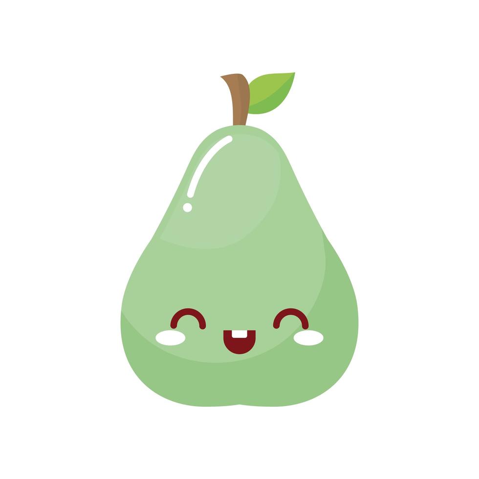 pear kawaii fruit with a smile vector