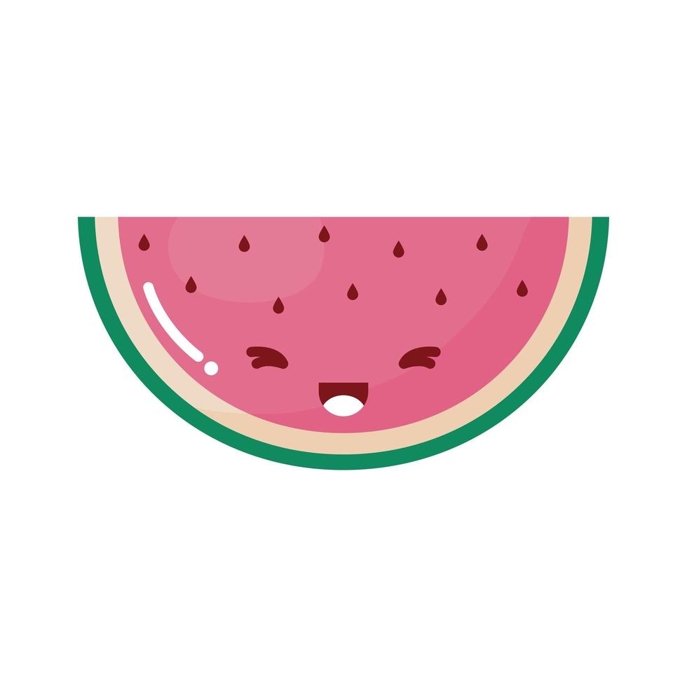 sandía kawaii fruta sonriendo sobre fondo blanco vector