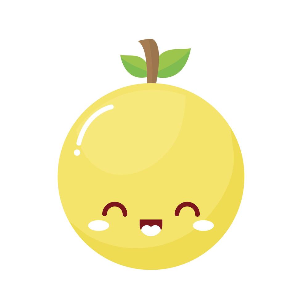 fruta kawaii de limón amarillo con una sonrisa vector