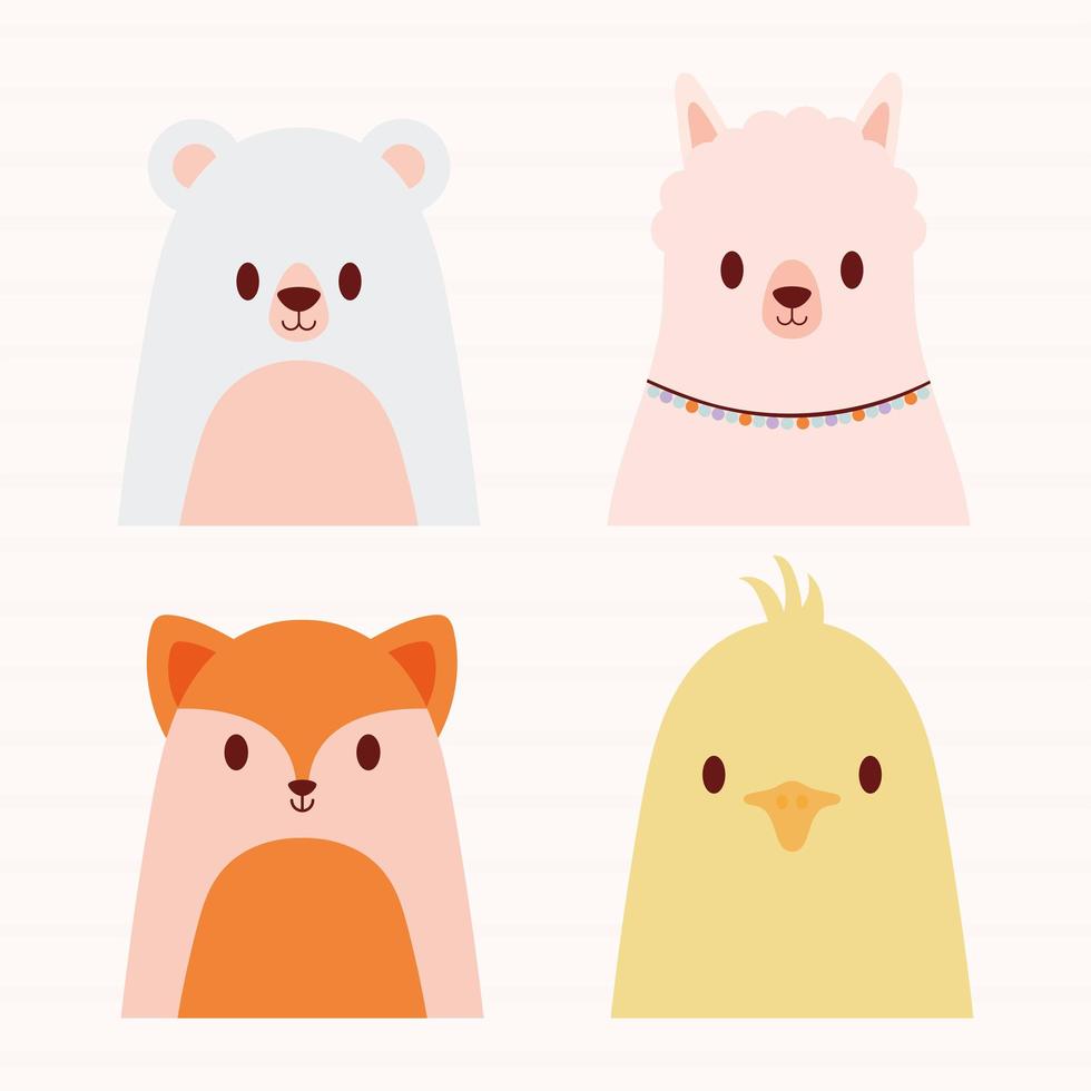 four baby animals vector