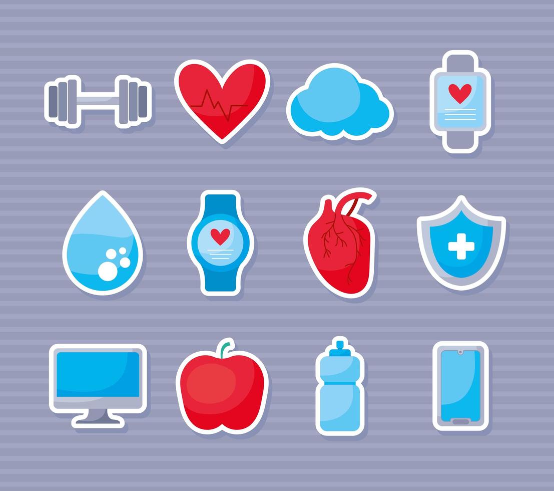 twelve health monitors items vector