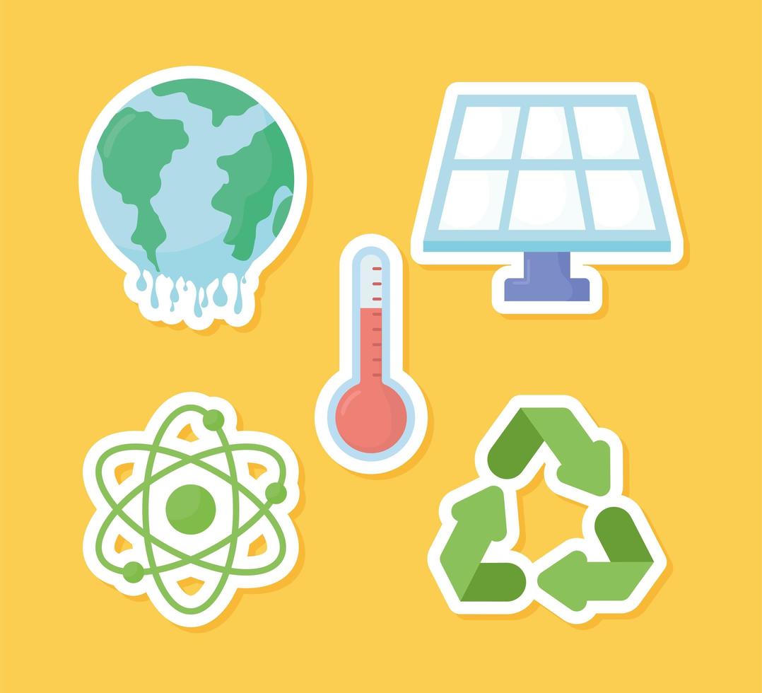 five global warming items vector