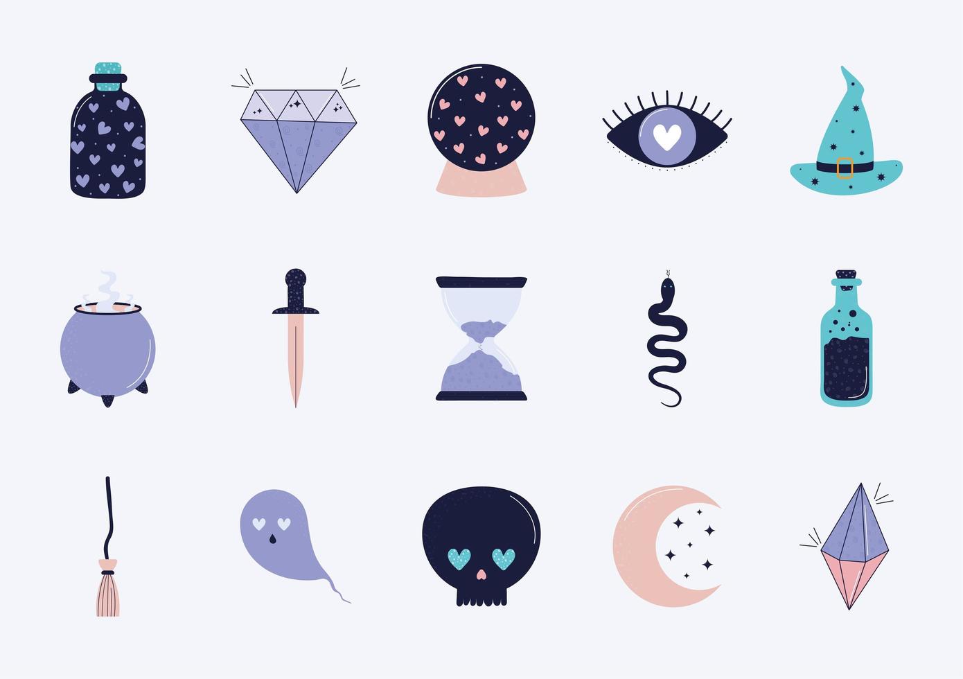 fifteen magic items vector