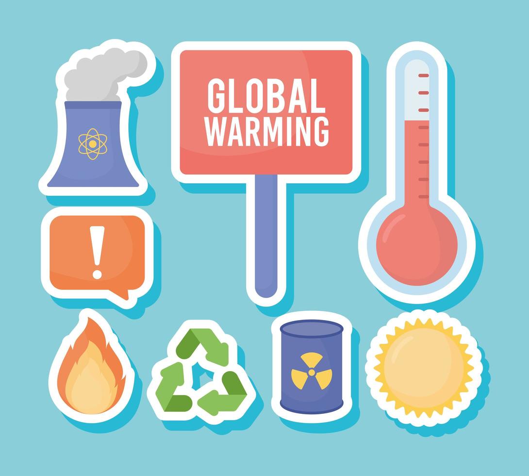 seis elementos del calentamiento global vector