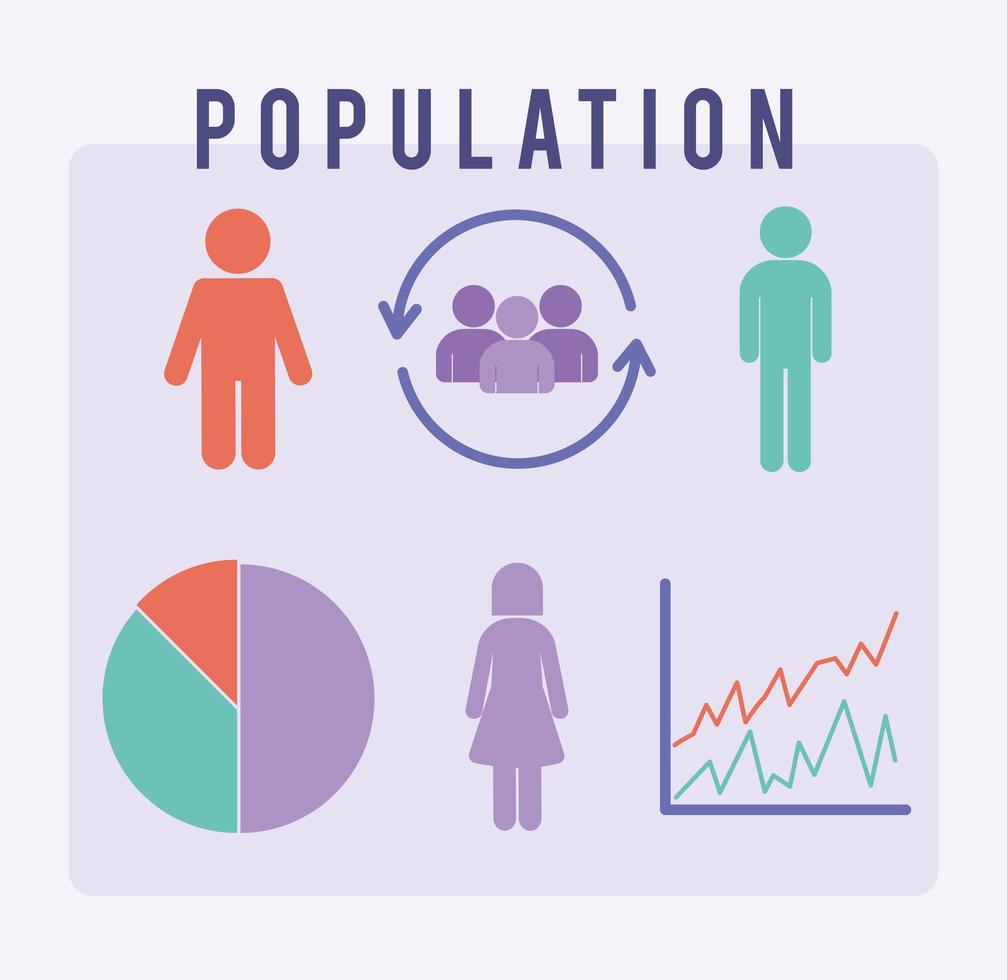 six population icons vector