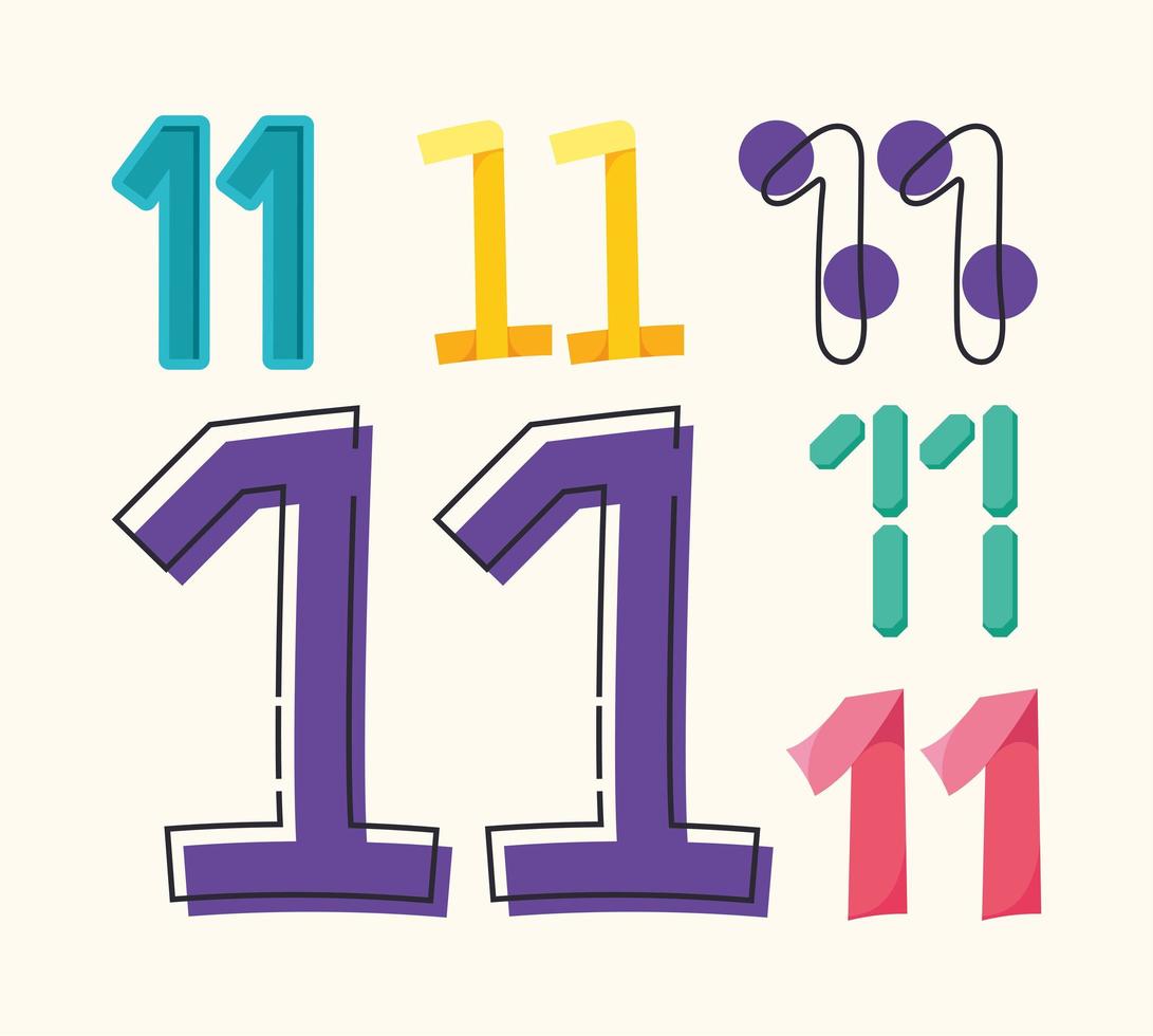 fun numbers eleven vector