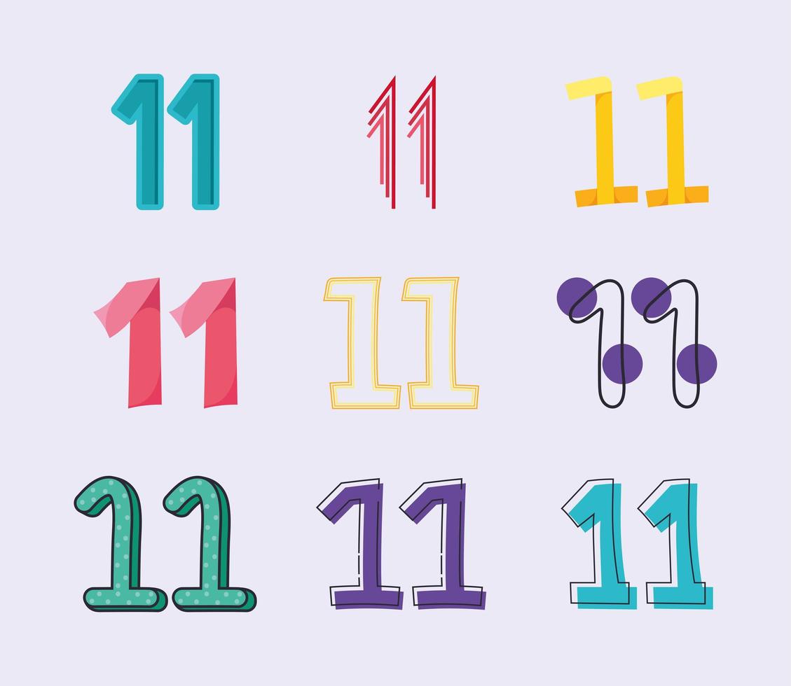 pretty numbers eleven vector
