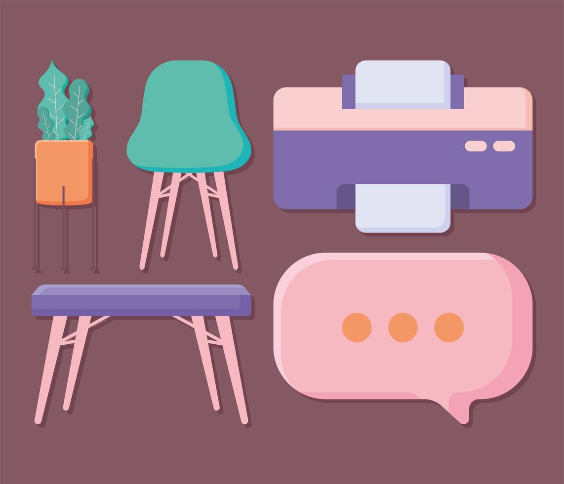 five desk icons vector