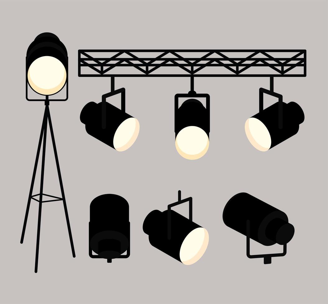 five spotlight reflector items vector