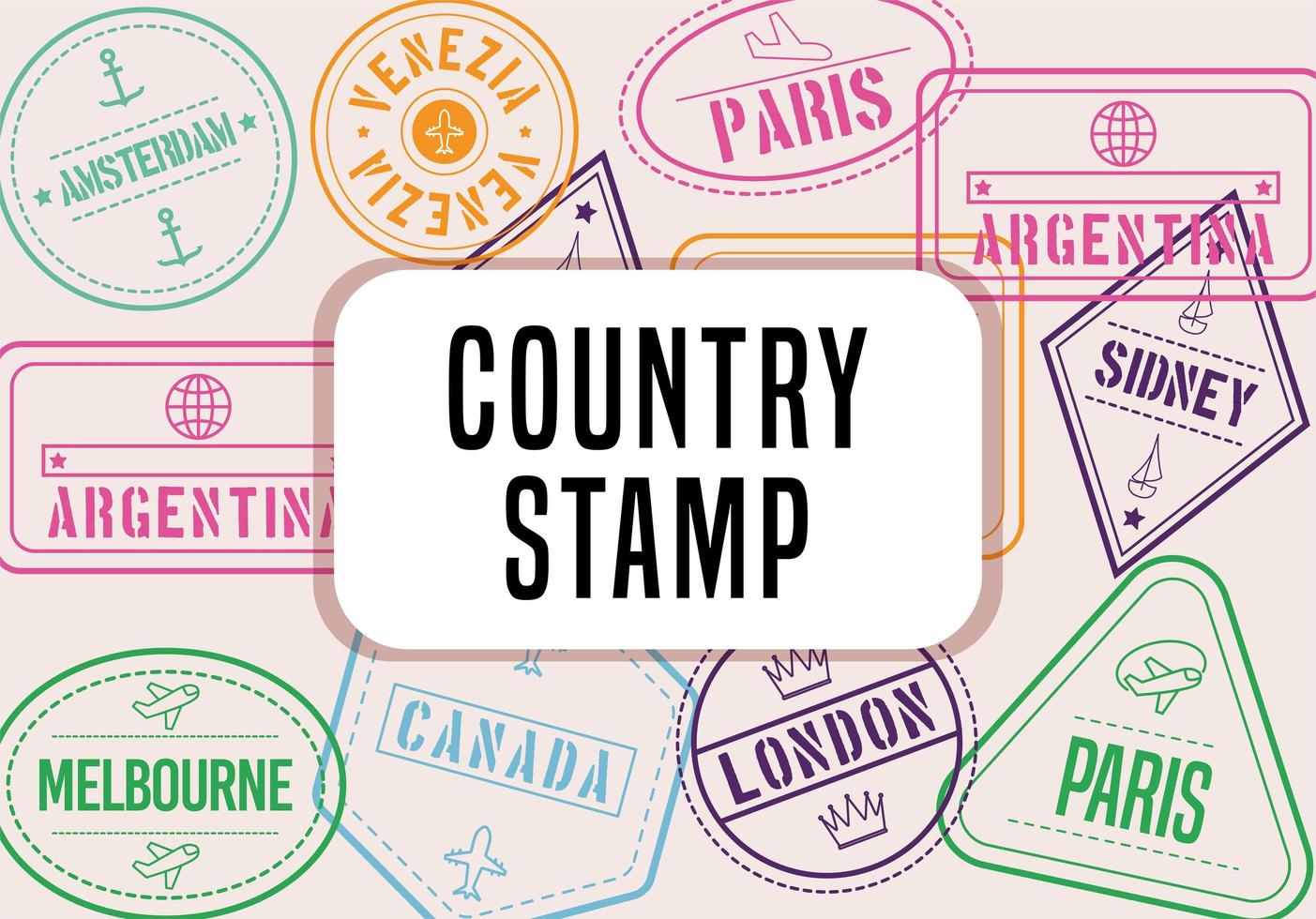 countries stamps poster vector