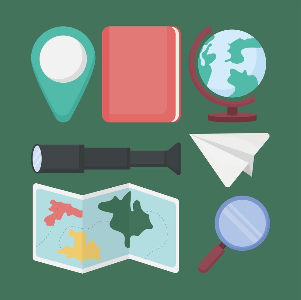 seven geography items vector