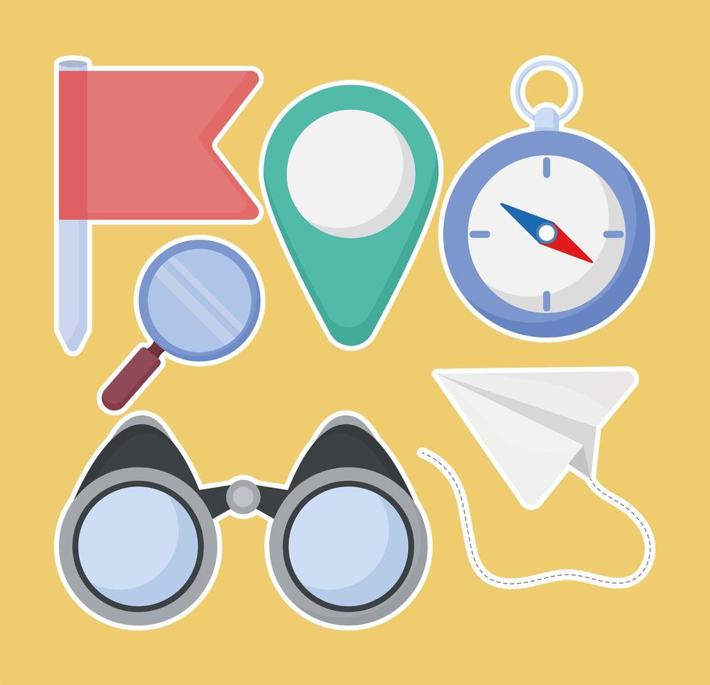 six geography items vector