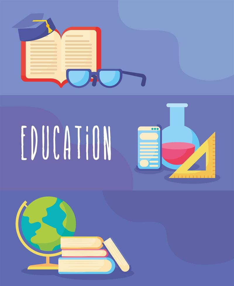 pretty education cards vector