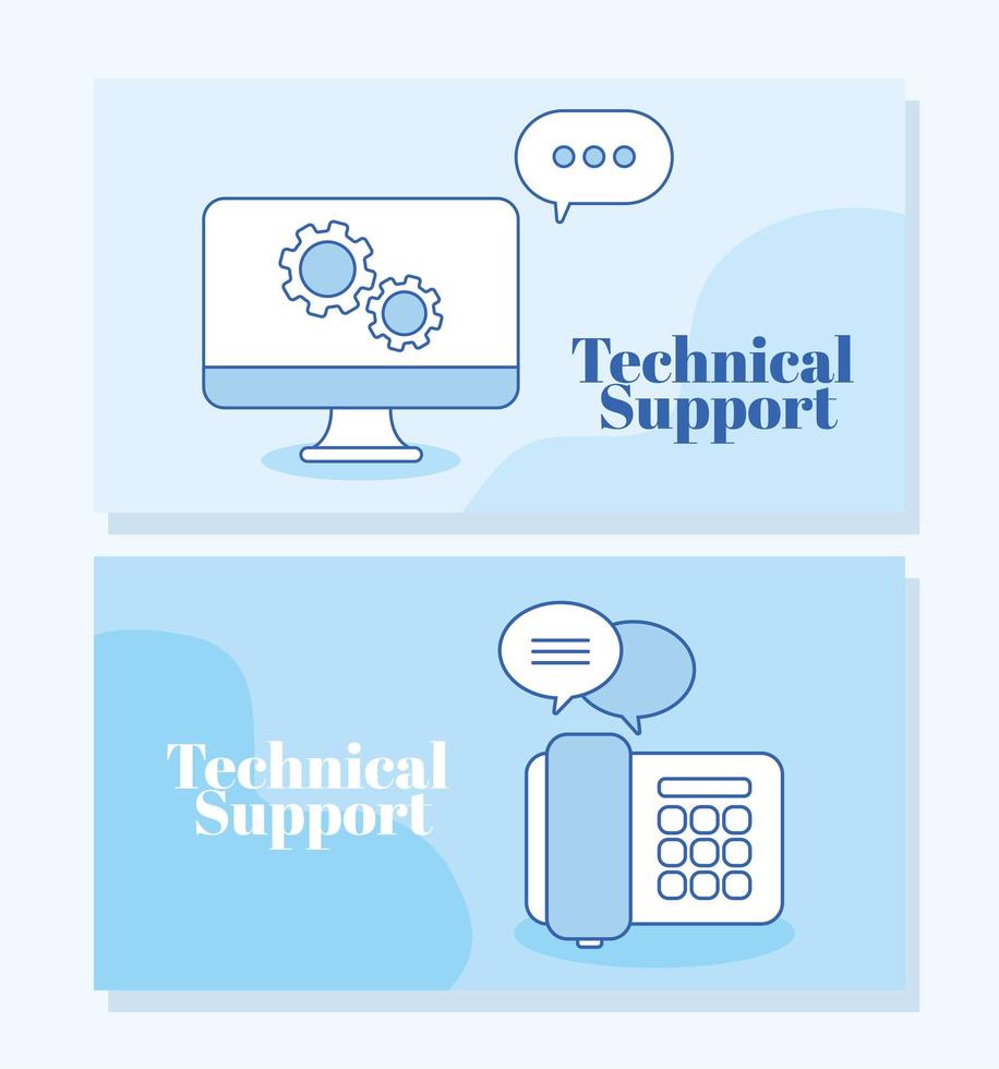 technical support cards vector