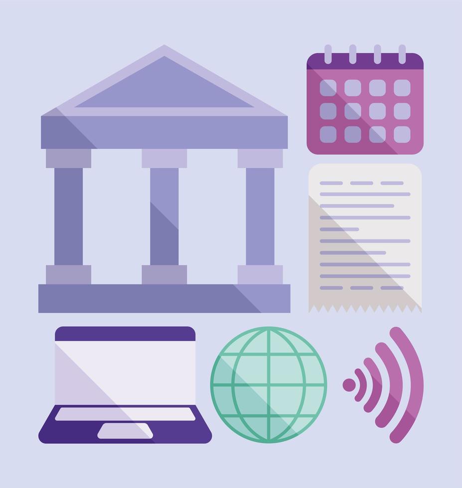 six payment solutions icons vector