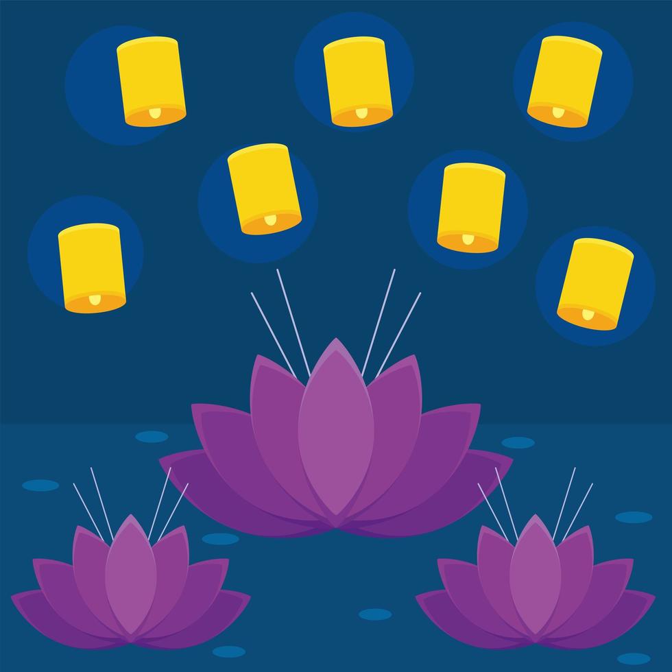 loy krathong poster vector