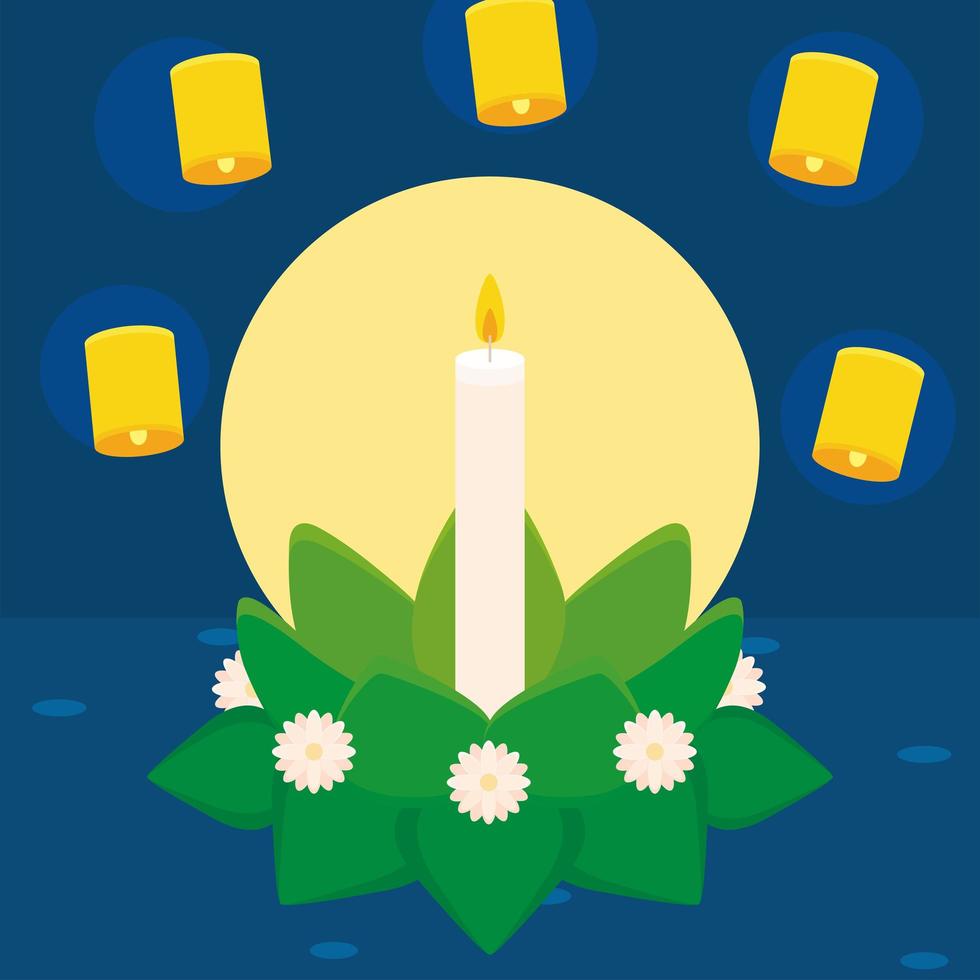 tarjeta de loy krathong vector