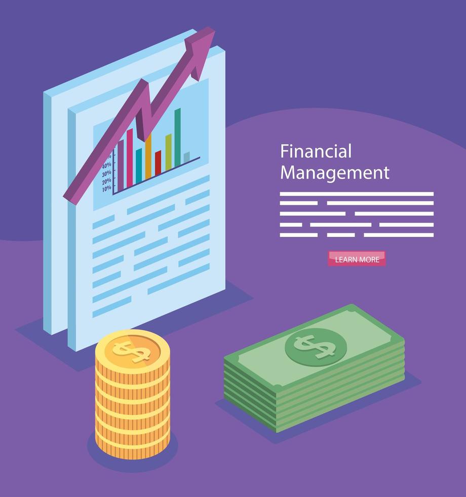 financial management with document and icons vector