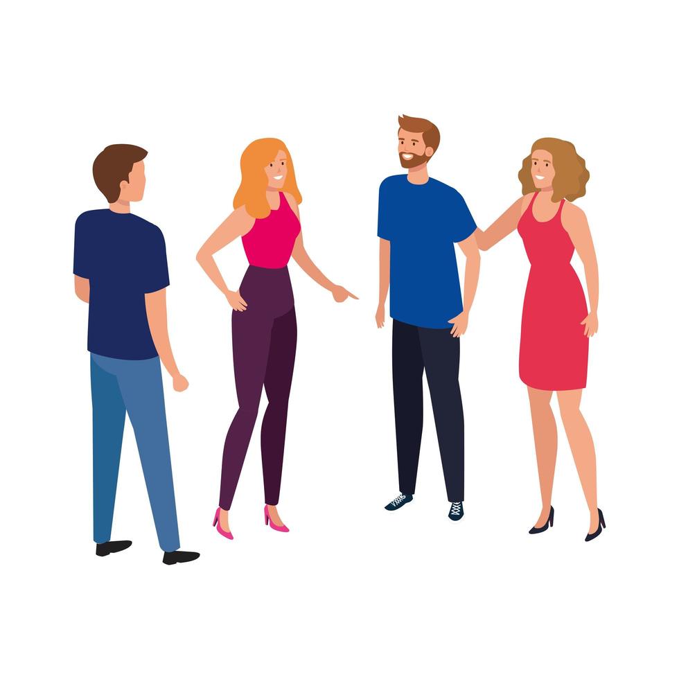 group of young people isolated icon vector