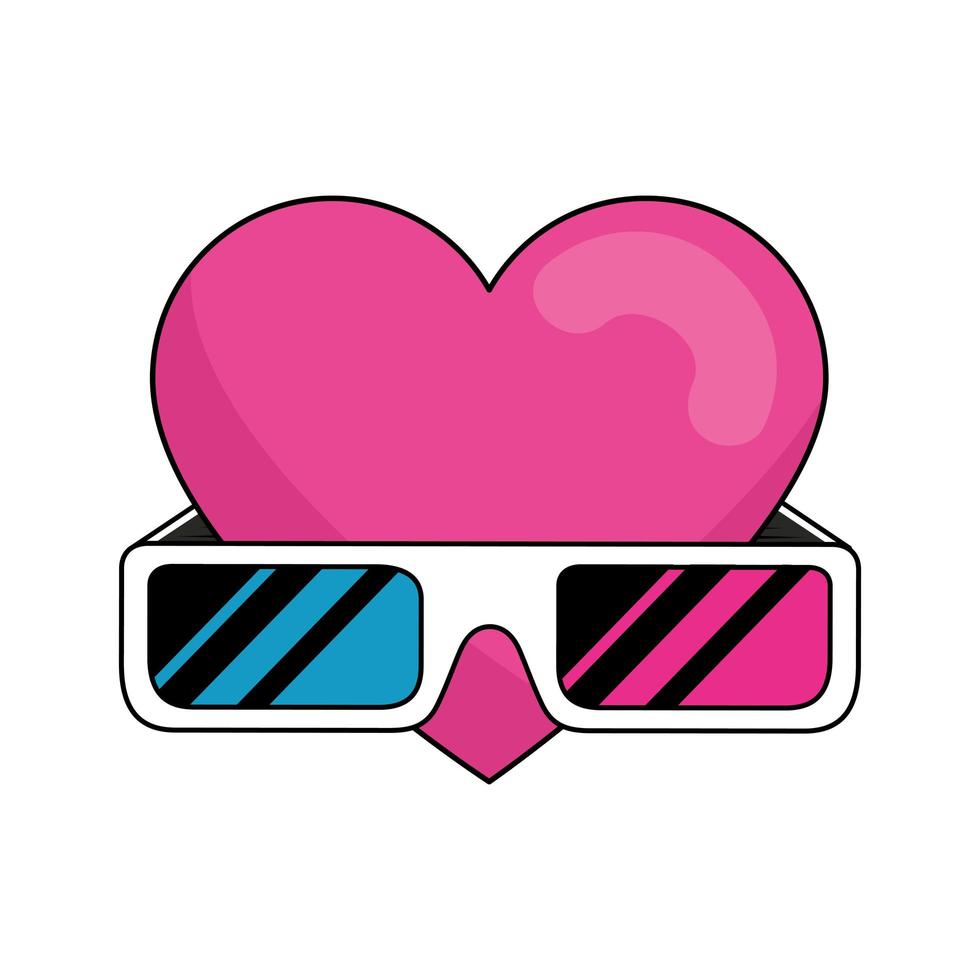 Accesorio de gafas con corazón estilo retro de los noventa vector