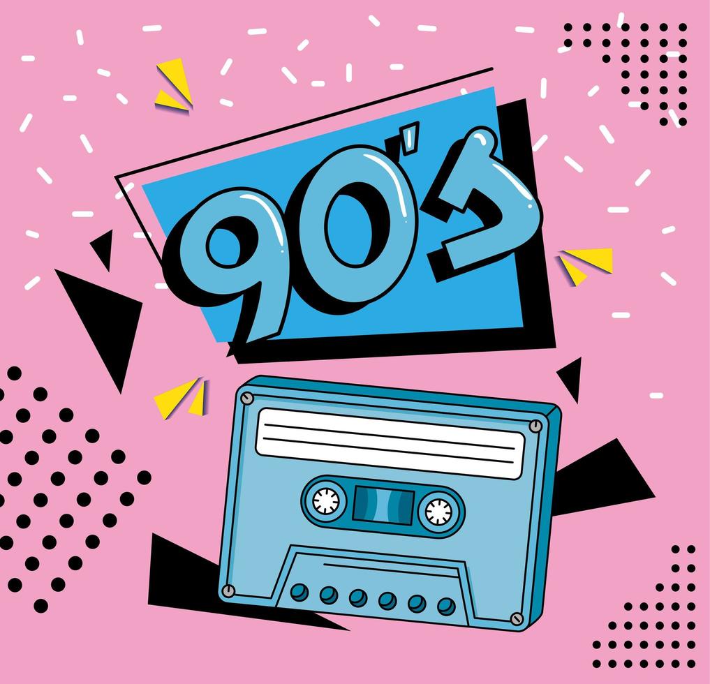 Cassette noventa icono aislado retro vector