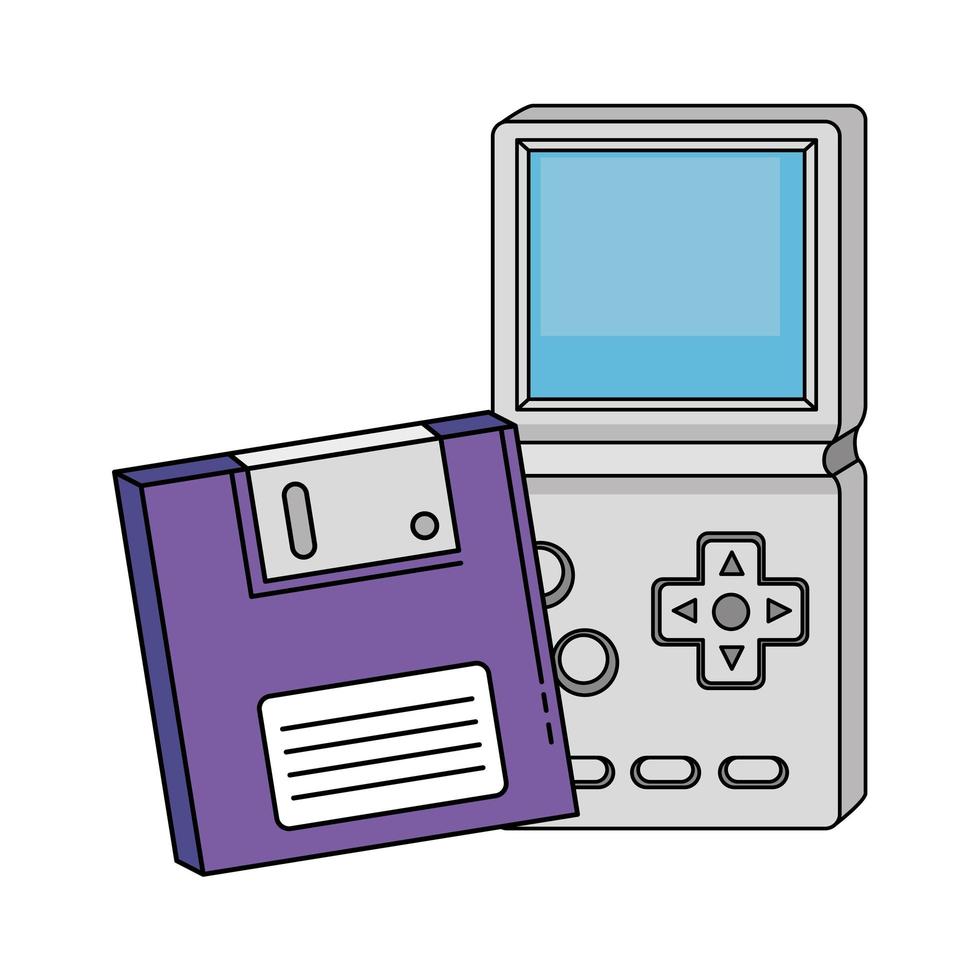 floppy with video game handle nineties style vector